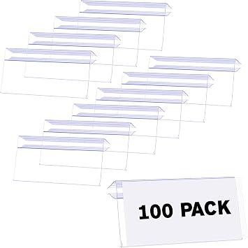 Meetory Shelf Label Holder,100PCS Reusable Plastic Wire Shelf Label Holder,Clear Shelf Tags for Wire Shelving for Shopping Mall,Retail Store with Insert Card