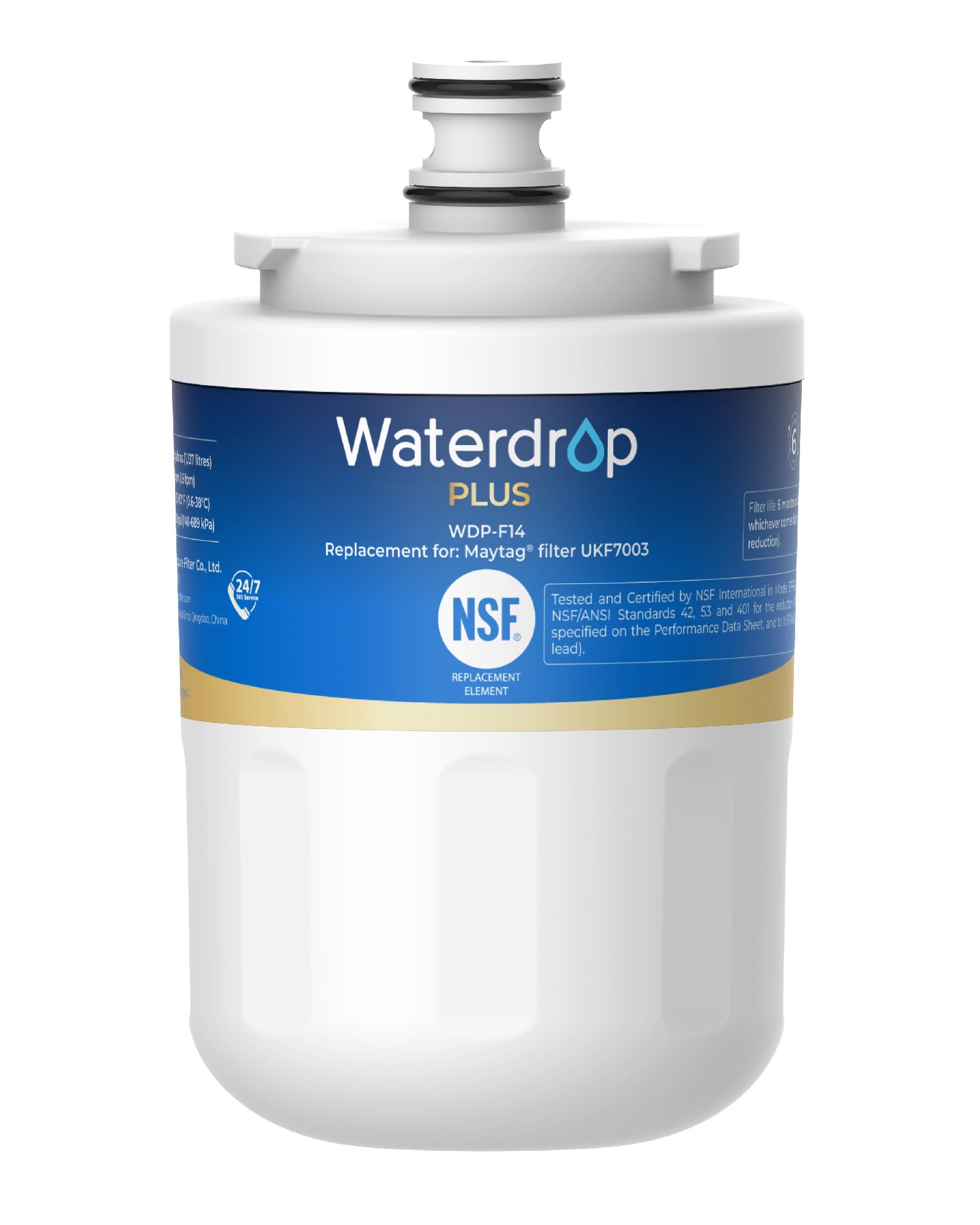 Waterdrop Plus UKF7003 Replacement for Maytag® UKF7003, UKF7002AXX, Whirlpool® EDR7D1, UKF7002, UKF7001AXX, UKF6001AXX, UKF5001, NSF 401&53 Certified