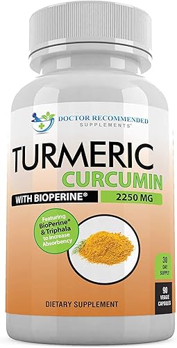 Curcumina de cúrcuma - 2250 mgd - 90 cápsulas vegetales - 95% curcuminoides con extracto de pimienta negra (bioperina) - 100% orgánico - el
