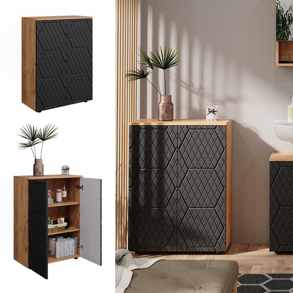 Vicco Mobile midi Irma, Antracite con struttura a nido d'ape, 60 x 81 cm, per la conservazione in bagno e abbinabile alla serie Irma