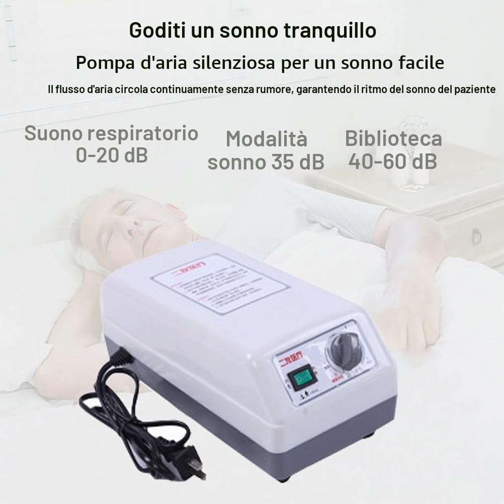 Materasso Antidecubito, Larghezza 120cm, Materasso a Pressione Alternata con Pompa Silenziosa e Impermeabile, Materasso Antidecubito ad Aria Prevenzione del Decubito e Trattamento, 195*120*10cm, blu