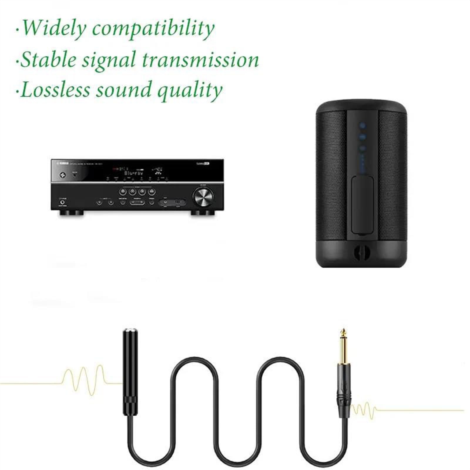 Muzyka balansująca gitara, kabel basowy Przewód przedłużający stereo 6,35 mm męski na 3,5 mm żeński do wzmacniacza gitarowego i klawiatury fortepianu 0,5-10 m(Ts,10m)