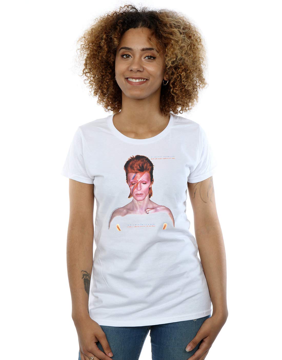 David Bowie Women's Aladdin Sane Version T-Shirt White Medium