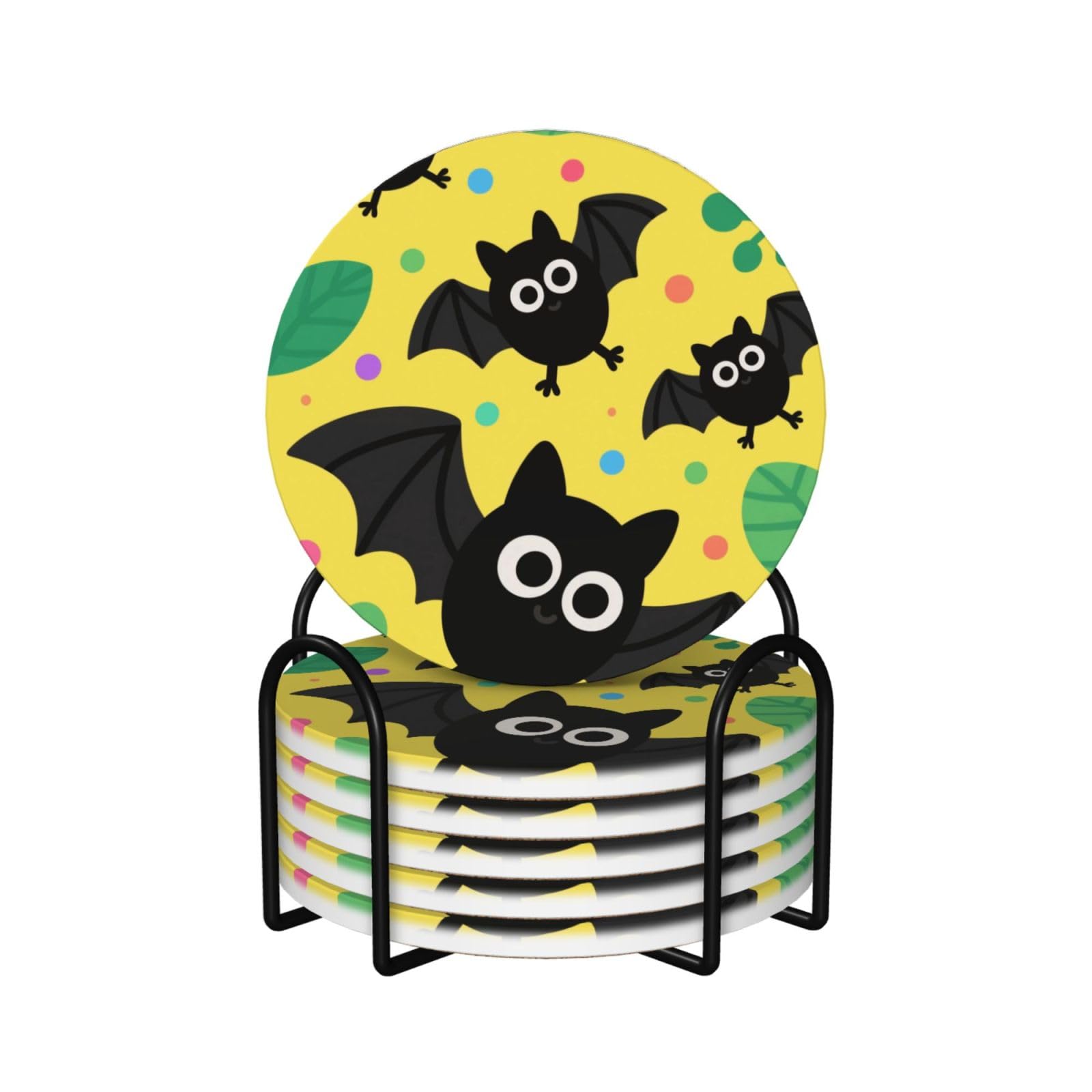 Sous-verres en céramique motif chauve-souris Lot de 6 pour table basse