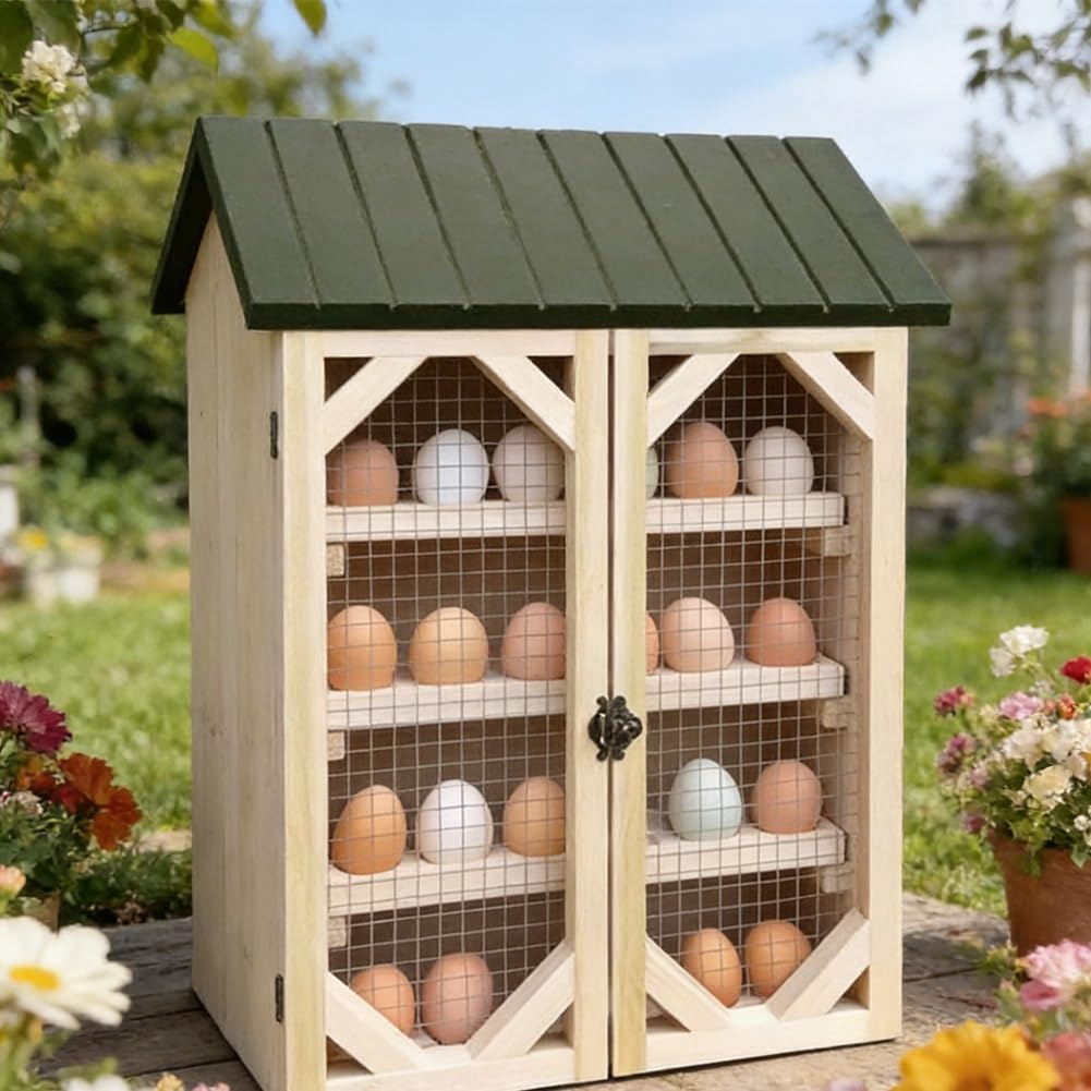 Cabina de huevos de granja, aporta encanto campestre a tu encimera de cocina, contenedor organizador de huevos de estilo rústico para huevos, decoración decorativa de cocina de granja para