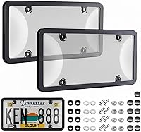 Nysivy Black License Plate Frame & Clear Protector 2PCS - Rust-Proof ABS, UV-Resistant, Anti-Theft Universal Cover with Screws & Caps
