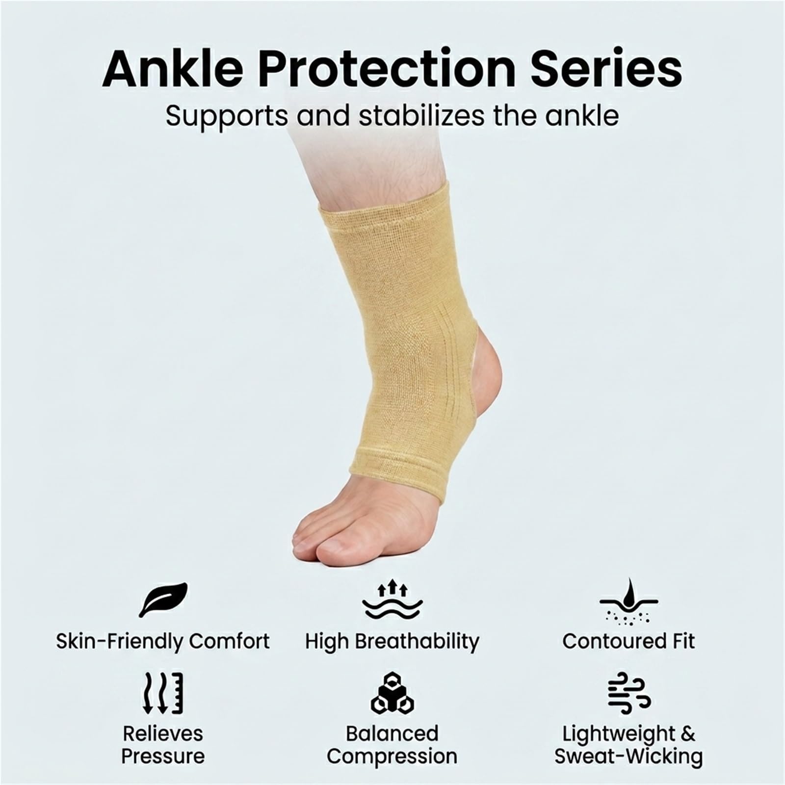 Generisch Kompressions-Sprunggelenkbandage - mit atmungsaktivem Stoff, für Sport und tägliches Gehen, Modell CJDW1196 (Grey S)