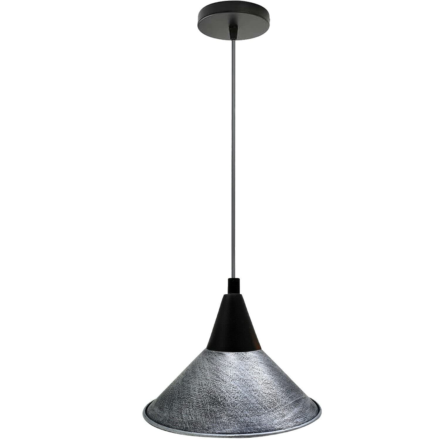 Vintage Indoor Ceiling Industrial Pendant Light Fitting | 100cm Adjustable Hanging Loft Cord Cables | 22cm Retro Metal Island Lightshade | 10cm Round Metal Ceiling Rose | E27 Base Screw Bulb Holder
