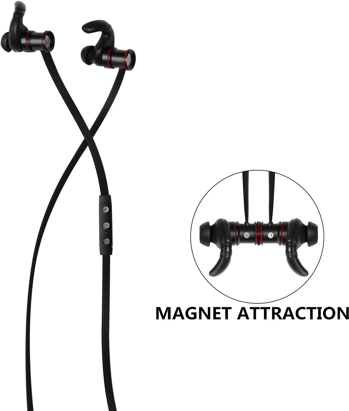 LGYYL Bluetooth V4.1 Wireless Neckband Noise Cancelling In-Ear Magnetic Sport Headsets with Mic - Black