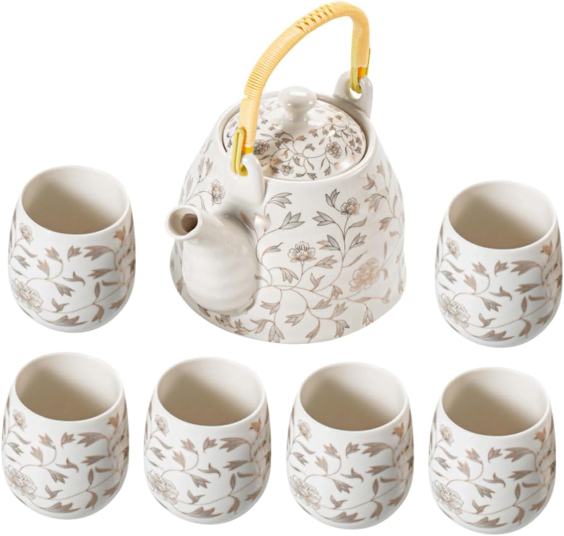 DECHOUS Ceramic Teapot Set with Tea Cups Large Capacity Elegant Design for Tea Lovers for Home Use and Gatherings