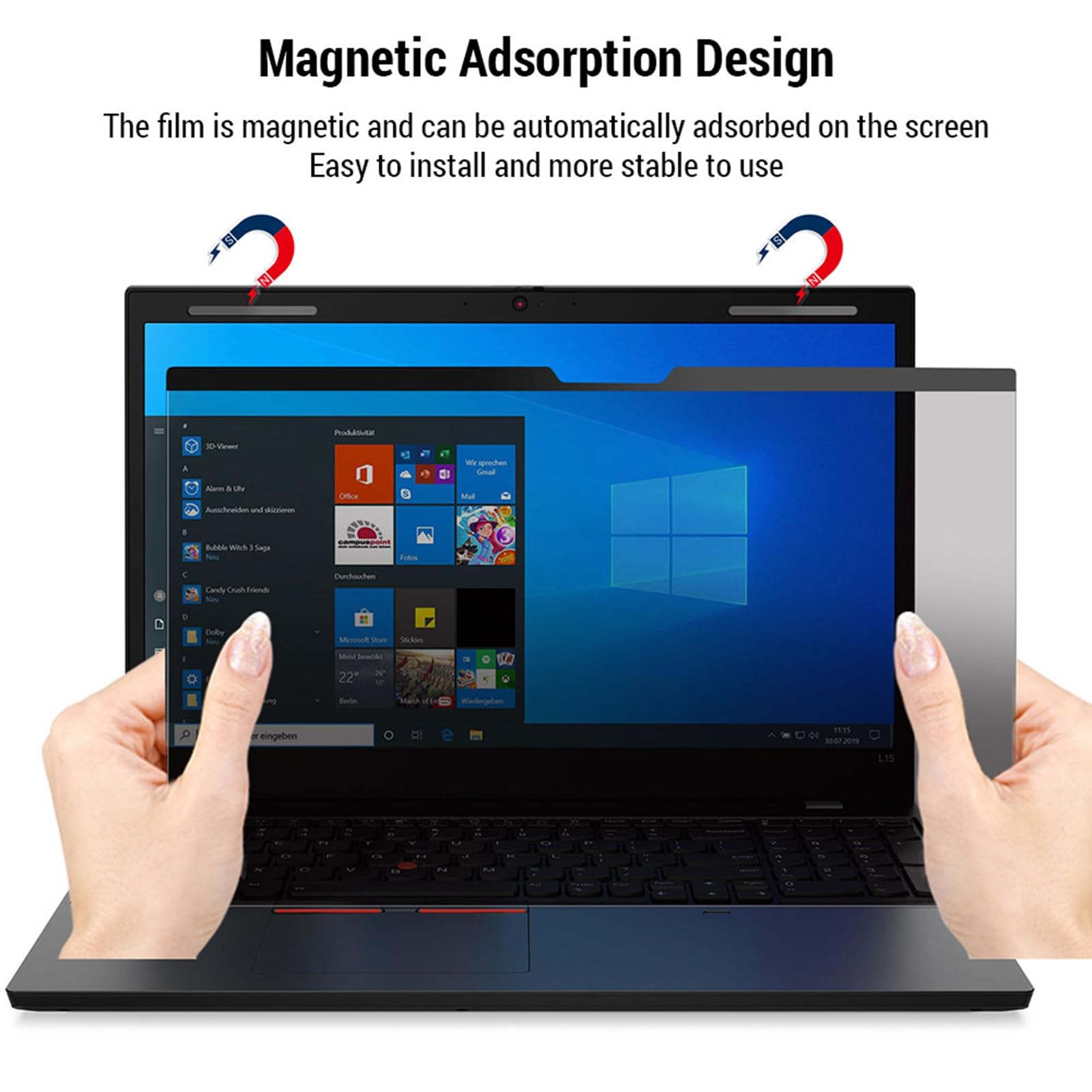 Filtro Schermo Magnetico Pellicola Antiriflesso con Protezione UV Ad Alta Trasparenza per Laptop da 15,6'' con Rapporto di Aspetto 16:9 (15.6)