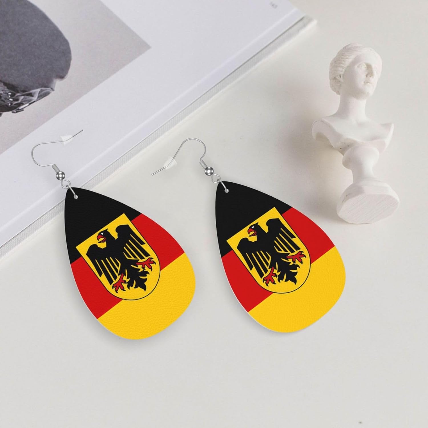 Country Flag Teardrop Earrings For Women Lightweight Leather Dangle Earrings Patriotic Jewelry Gifts - Image 5