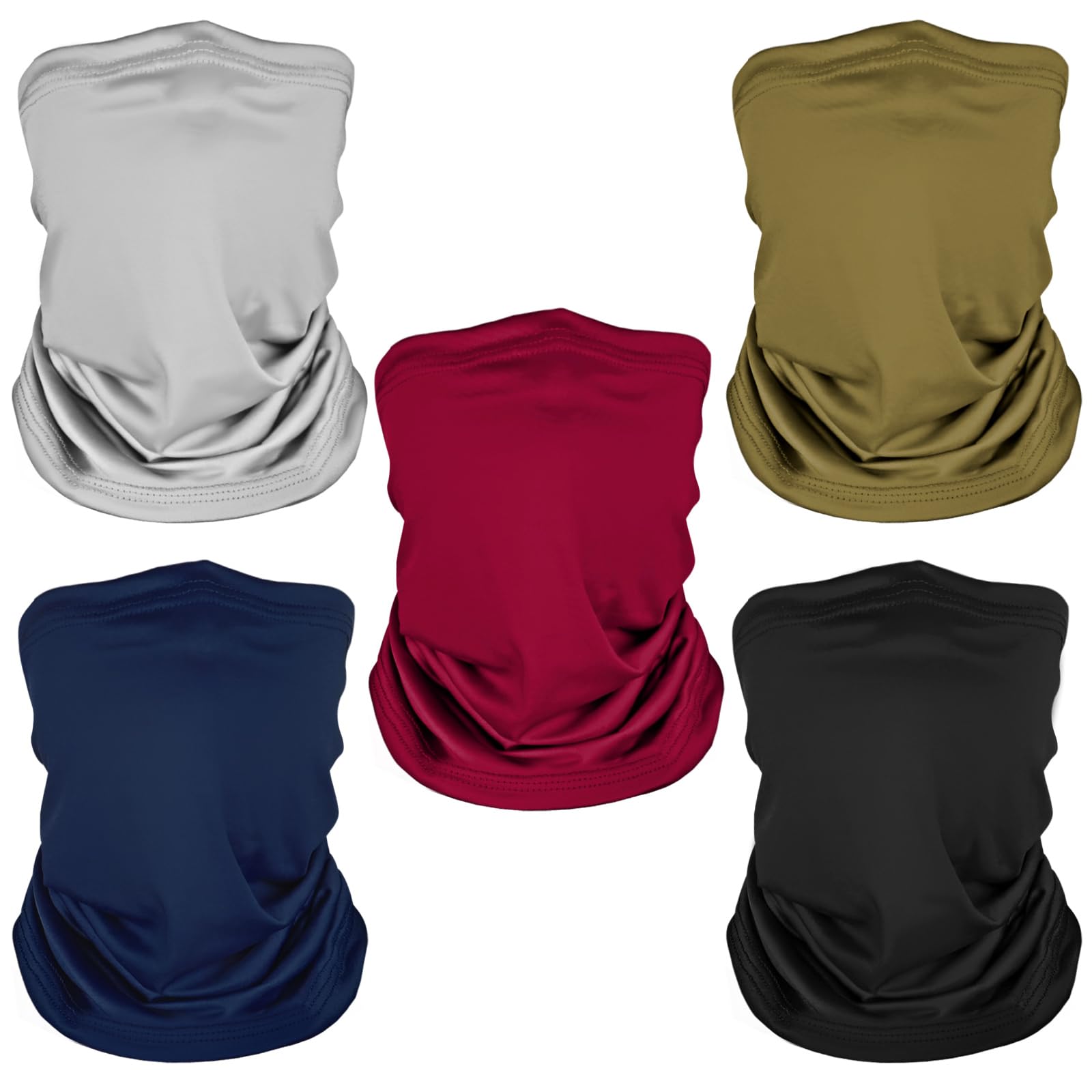 5 Pack Neck Gaiter Face Cover for UV Sun Protection, Dustproof Breathable Cooling Gator for Men Women Outdoor Sports