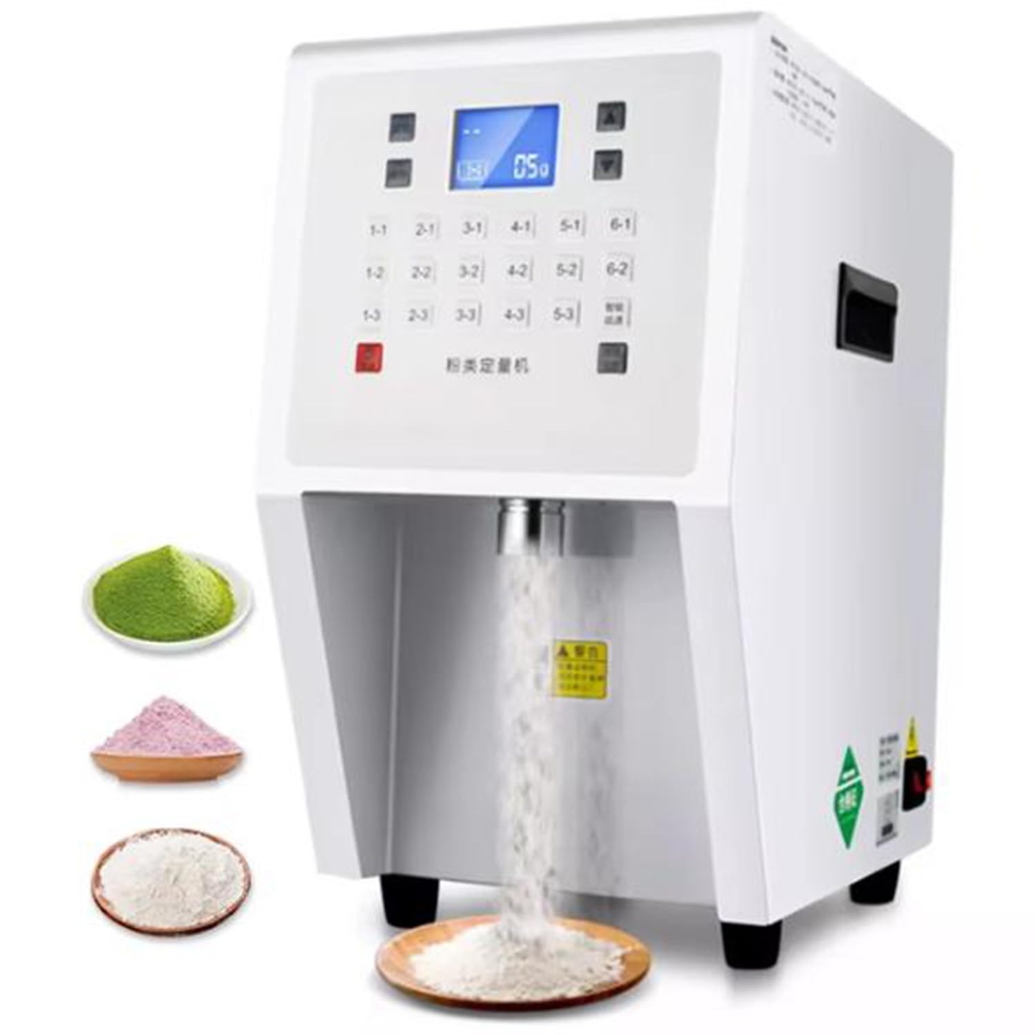 Automatische Pulverspendermaschine, 3,5 l Fassungsvermögen, 17 Speichertasten für Kaffee, Kakao, Sahnekännchen, Taro, Milchpulver, Quantitatives Dosierinstrument