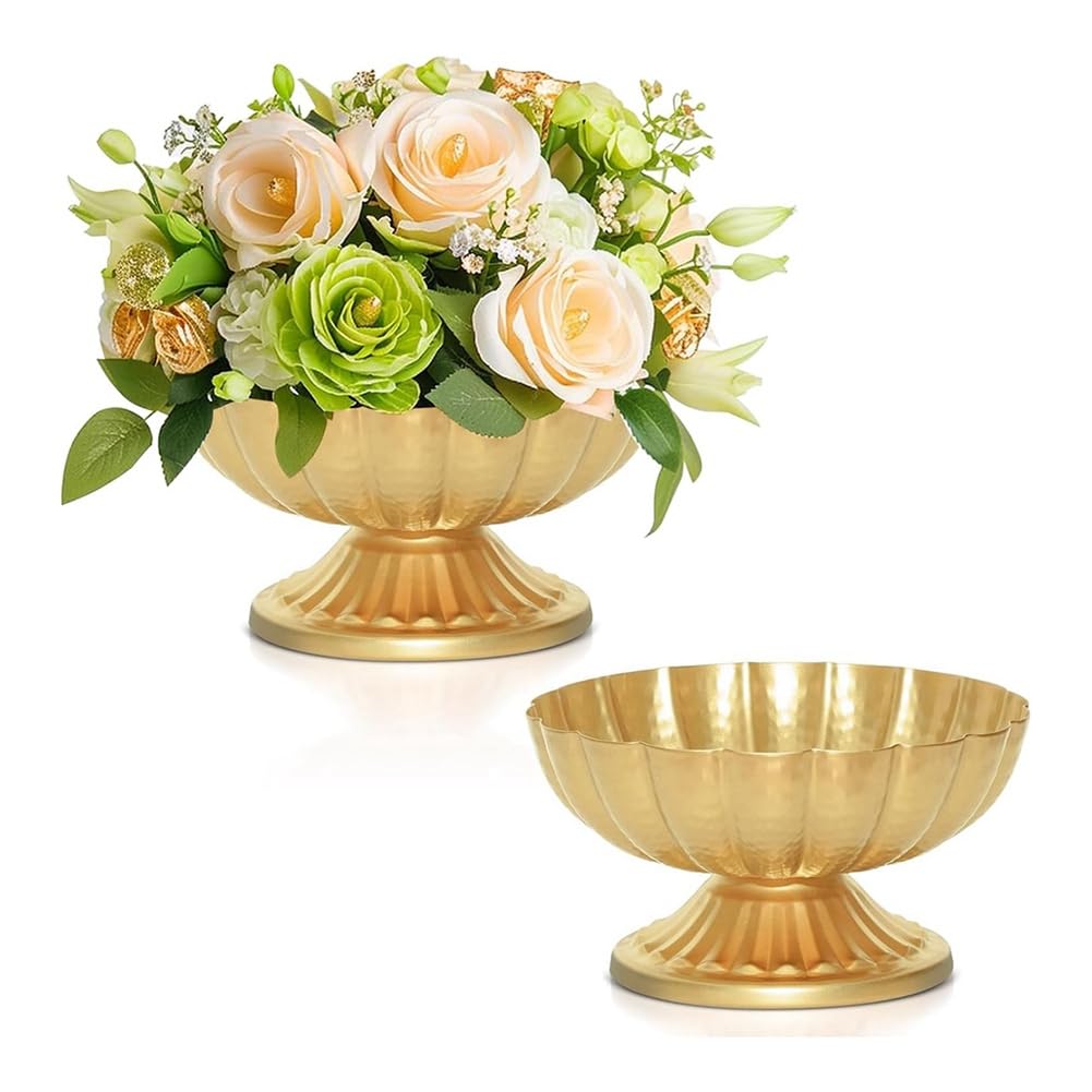 IJSDNVJNDX For Wedding for Centerpiece Gold Flower Vases 4 Inch Small Pedestal Vase 2pcs Vintage Compote Bowl Vase