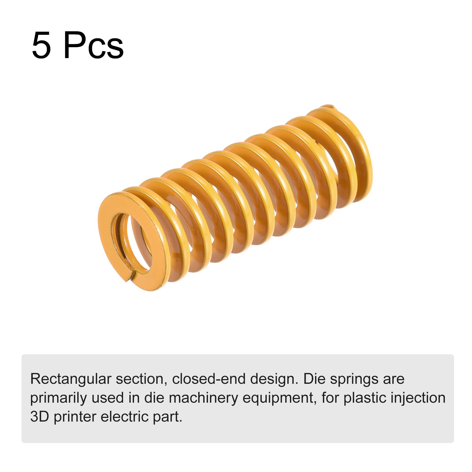 sourcing map 5 sztuk sprężyn dociskowych 3D 10 mm AD 25 mm długości, żółte sprężyny naciskowe do drukarki 3D, akcesoria, sprężyny, sprężyny, sprężyny, sprężyny, sprężyny, sprężyny, sprężyny, sprężyny