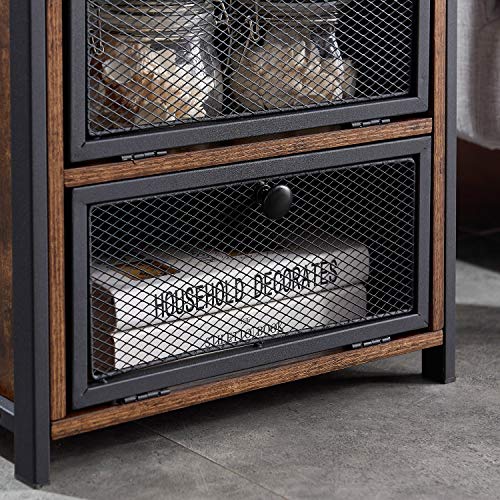 Vecelo Nightstand Set Of 2, End Table With Flip Drawer, Modern Night Stand For Bedroom, Living Room, Office, Easy Assembly, Retro Brown #TOP6