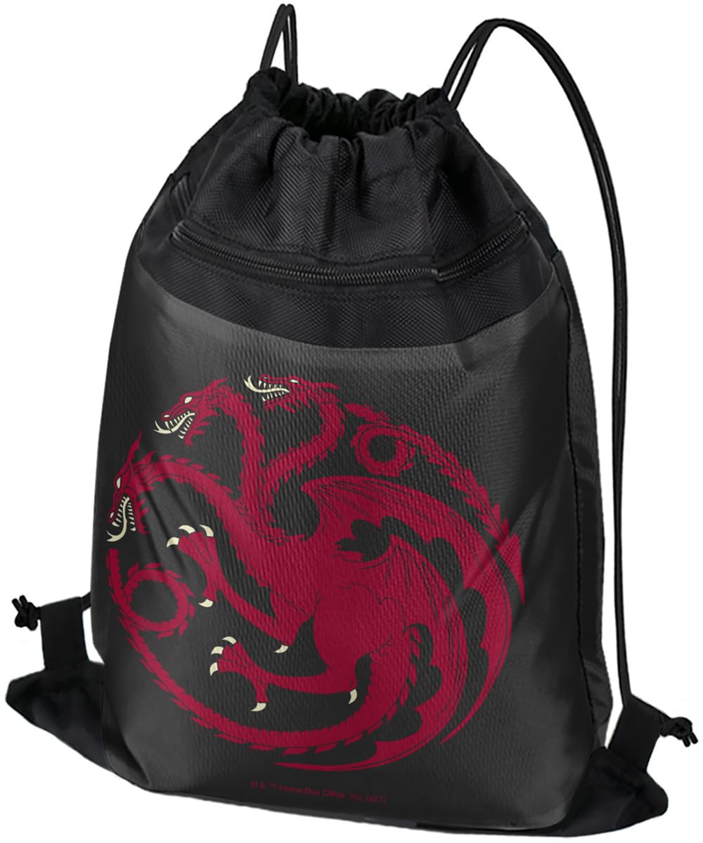 LOGOVISIONGame of Thrones Targaryen Sigil Drawstring Backpack Sports Bag Sackpack 17" x 13", Perfect for Gym, Yoga or Practice