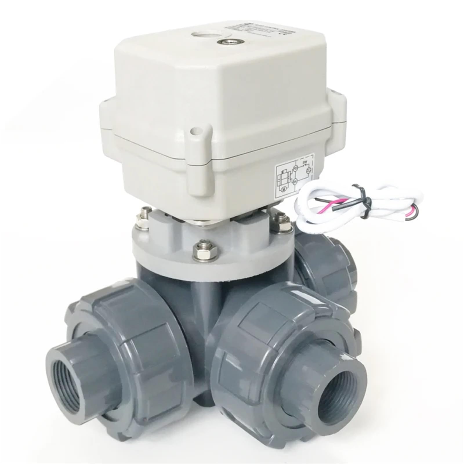 Valvola a sfera motorizzata elettrica DN15 da 1/2 pollici a 3 vie con valvola elettrica dell'acqua DC12V a 2 fili con comando manuale 1 pz(L Type Bore,NPT THREAD_DC12V_CR202)