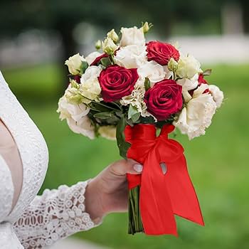 Amazon.com: Christmas Red Ribbon for Flower Bouquet Red