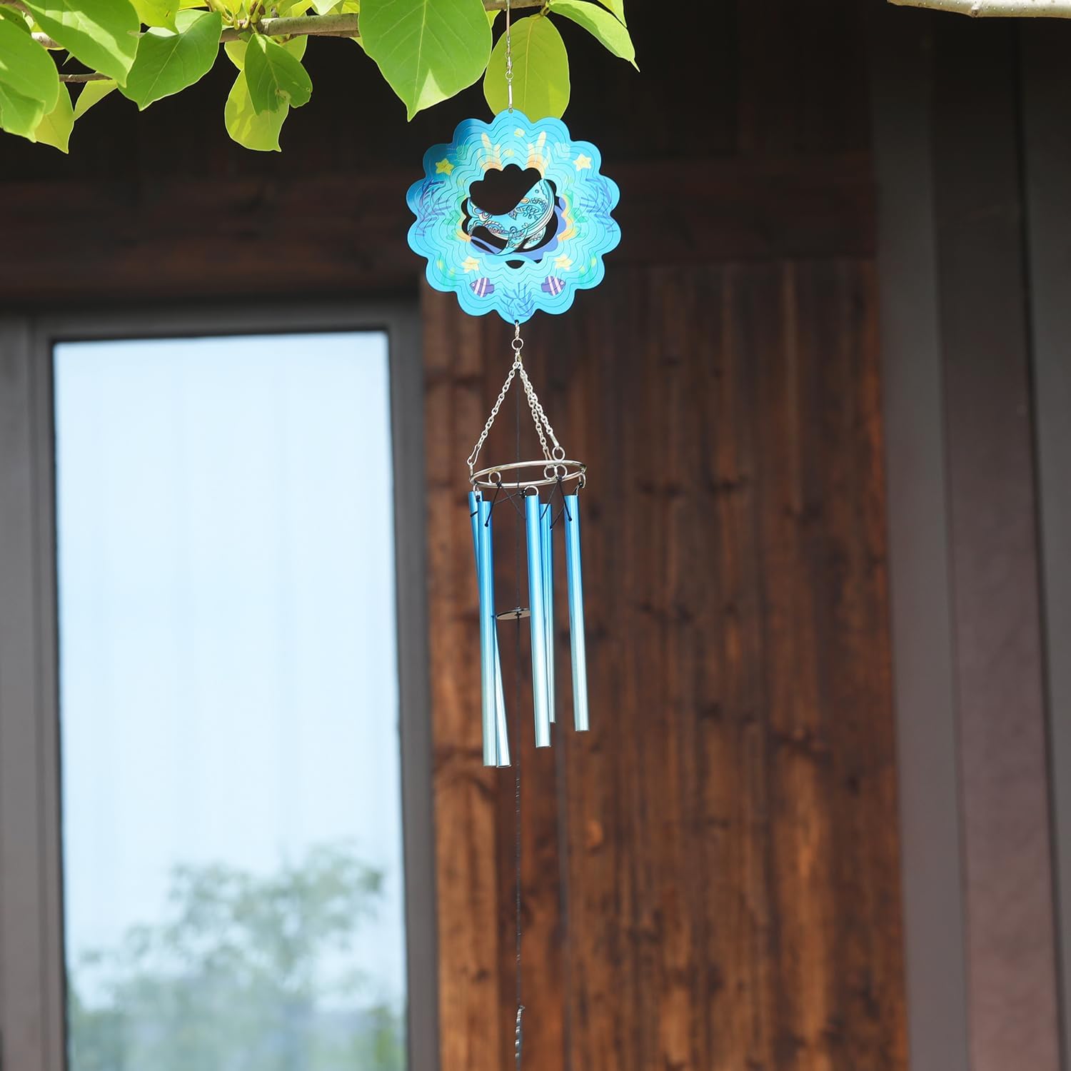 Whale Wind Chimes for Outside with Wind Spinners Outdoor Hanging Decor for Garden Patio Backyard Porch Unique Windchimes Gifts for Women Moms Friends Teachers Retirement,Blue Whale - Image 2