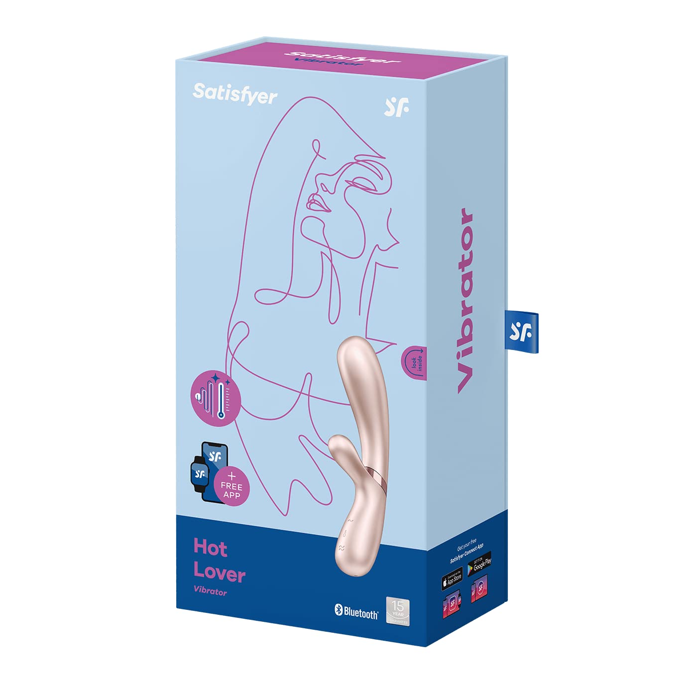 Satisfyer Hot Lover Connect App Vibrador Conejo | Bluetooth & App Juguete Sexual | Impermeable (IPX7) | Estimulador Recargable para Mujer | Silicona Amigable con la Piel | Juguete Sexual Femenino