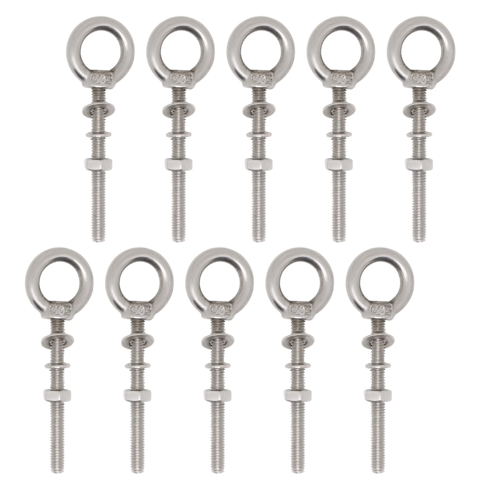 Buy M4 Eye Bolt, 304 Stainless Steel Eye Bolts with Nuts and Washers