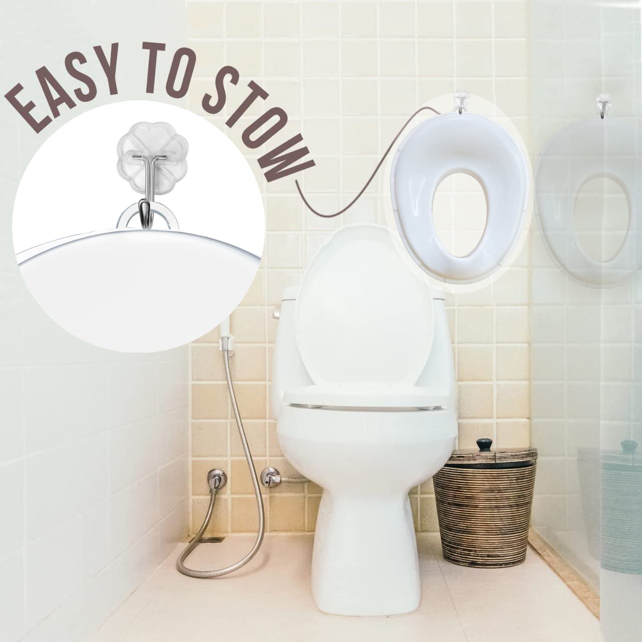 Techhark® Kids Toilet Training Set with Step Stool and Potty Seat, Safari Giraffe Design, White - Image 9 thumbnail
