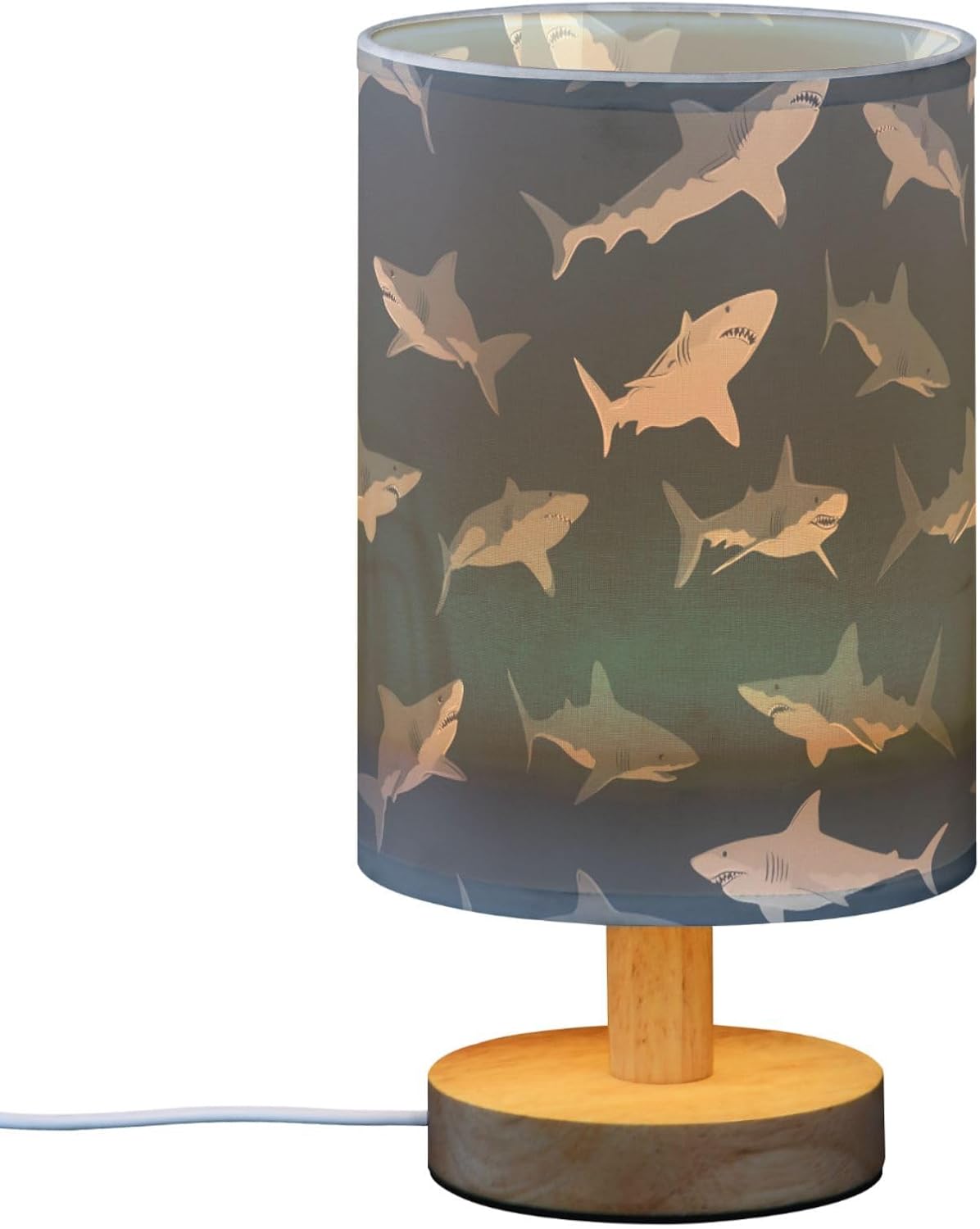 ALAZA Cartoon Blue Shark Decor Bedside Table Lamp with USB Port for Bedroom Nightstand Office Desk LED Bulb Included