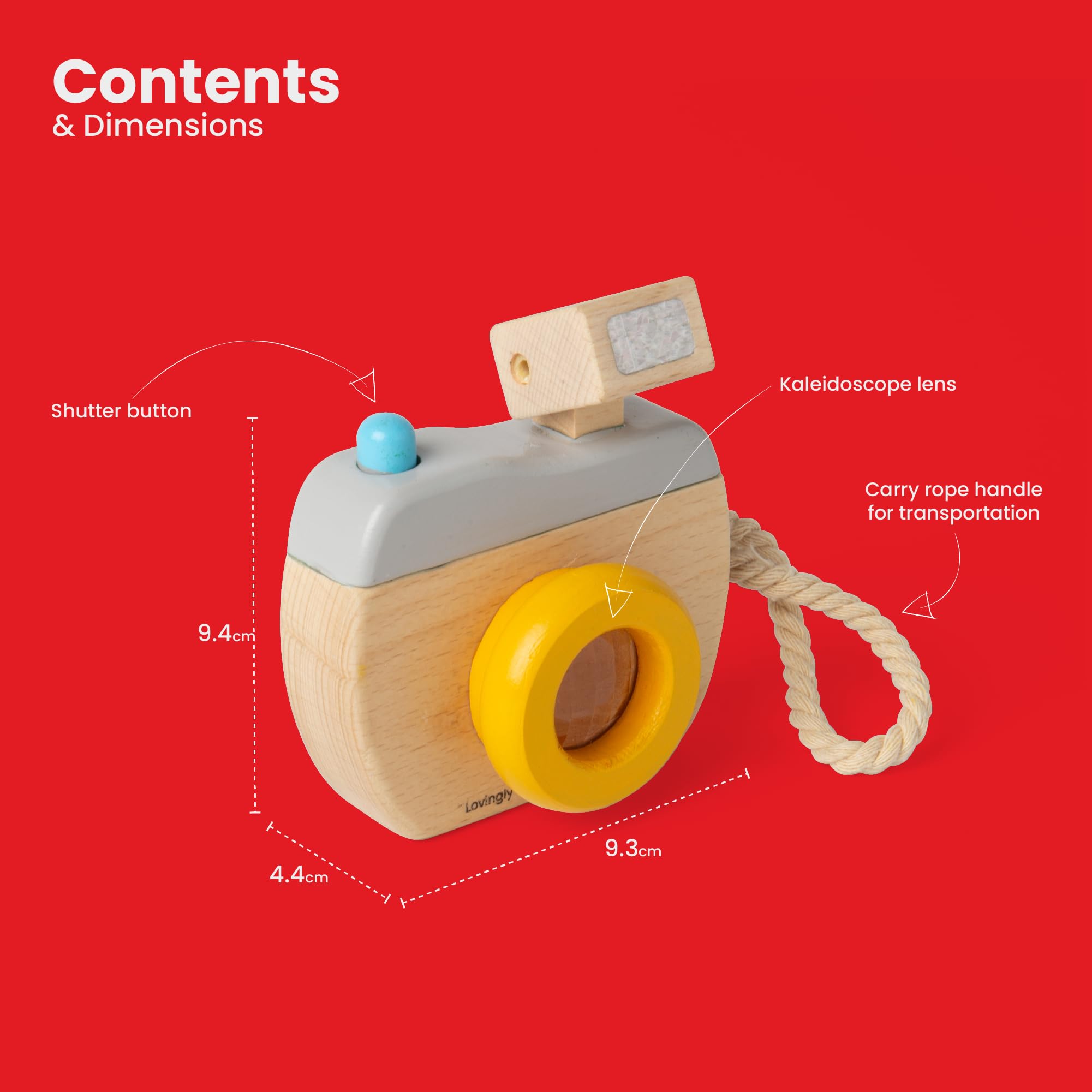 Bigjigs Toys Wooden Kids Camera, Toddler Role Play Toy, Sustainable Gifts For Girls & Boys, Made From Eco Friendly Wood - Image 2
