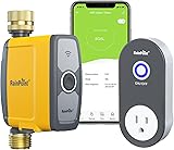 RAINPOINT WiFi Water Timer, Smart Hose Timer for Garden Hose, WiFi Irrigation Controller, Smart Sprinkler System Valve, APP & Voice Control, Weather-Based Automatic Rain Delay, Brass Inlet & Outlet Timer with WiFi Hub