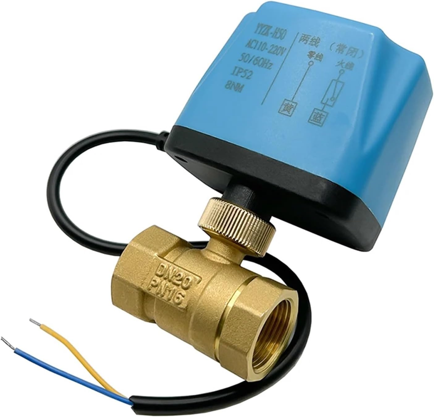 1PCS 1/2" 3/4" 1" 2" Normally Closed/Open Electric Ball Valve 2-Wire Brass Motorized Ball Valve for Water/Oil/Liquid 220V 12V 24V(DN25,12VDC_NORMALLY CLOSED)