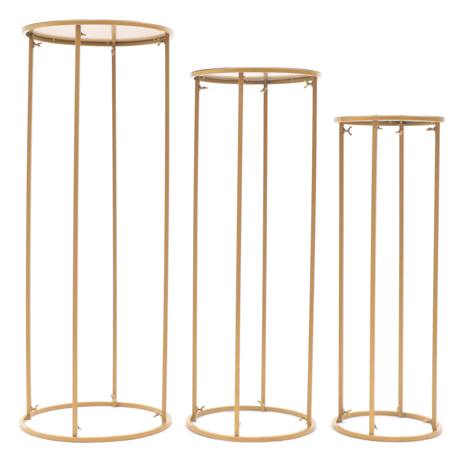 Kolumna na kwiaty, złota, 3 sztuki, nowoczesne stojaki na kwiaty, wazon z płytą akrylową, 60 cm/80 cm/100 cm, nakładki na stół weselny, na wesele, imprezę, do dekoracji domu