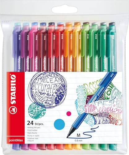 Image of STABILO pointMax - Nylon Tip Pen - Wallet of 24 - Assorted Colours