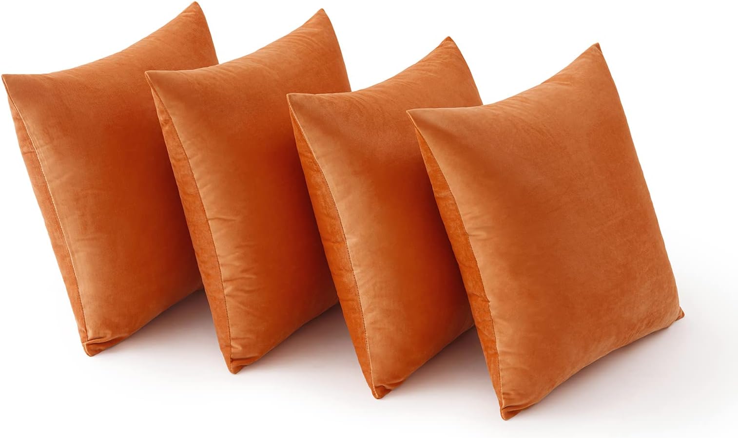 Sienna Matt Velvet Burnt Orange Cushion Covers, Pack of 2 Throw Pillows