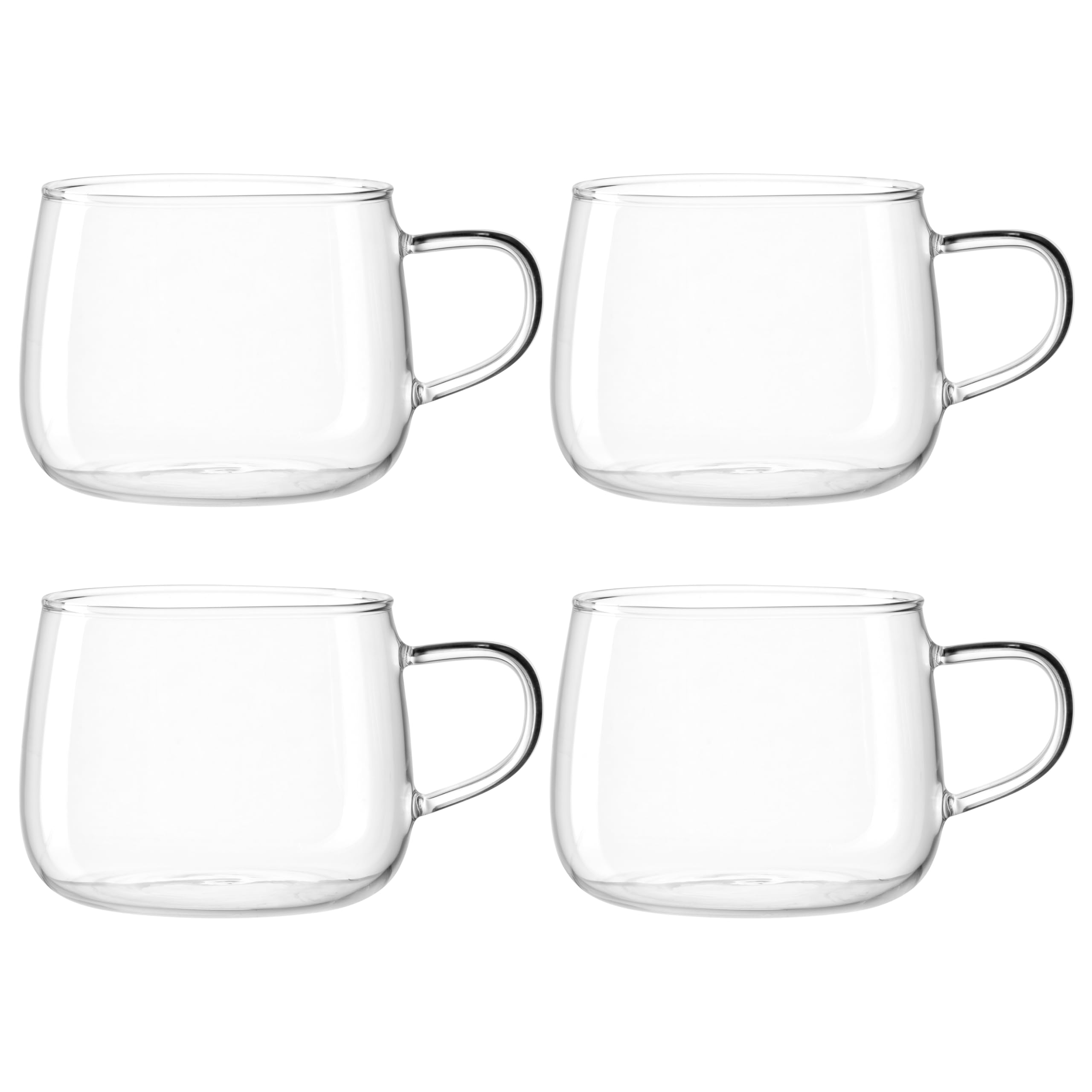 LEONARDO HOME Tè per Te Set di 4 tazze da tè in vetro borosilicato a pareti spesse, realizzate a mano, capacità 450 ml, lavabili in lavastoviglie, 4 bicchieri da tè trasparenti, 077385