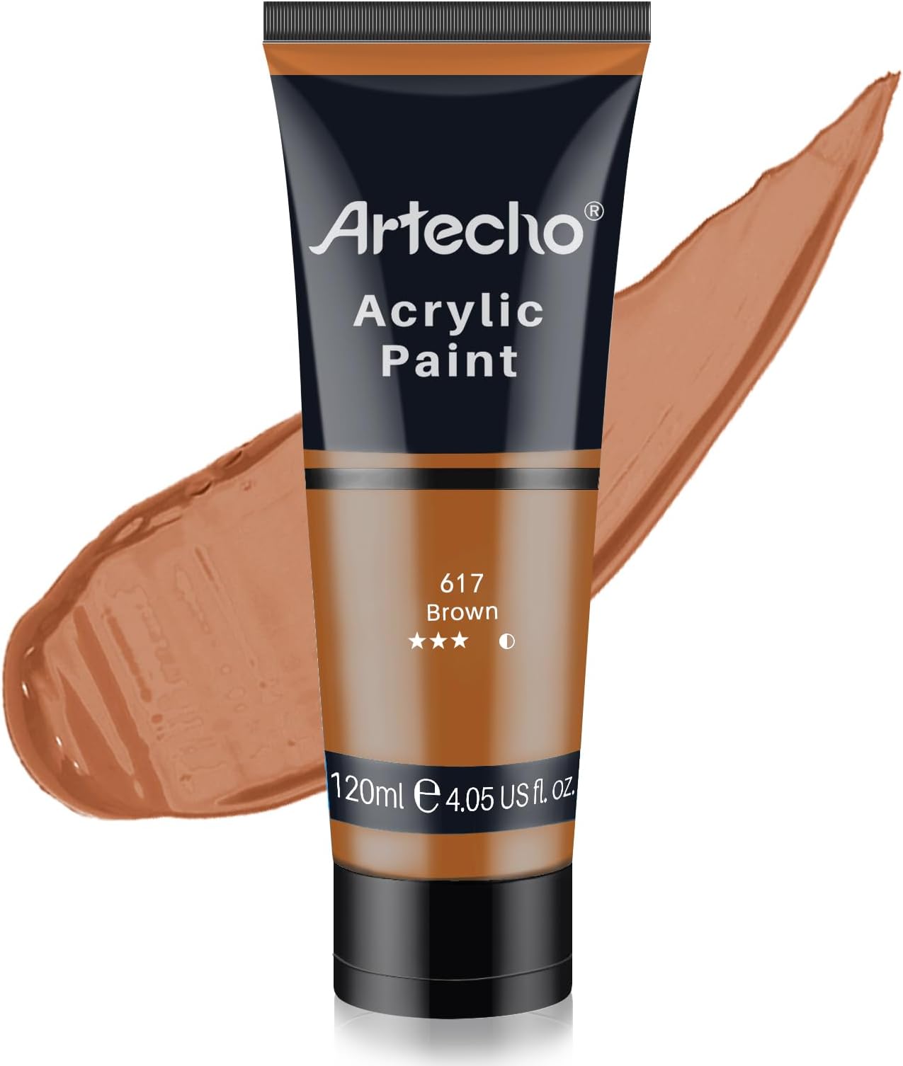 Artecho Brown Acrylic Paint (120ml / 4.05oz) Tubes, Art Craft Paints for Canvas Painting, Rock, Stone, Wood, Fabric, Art Supplies