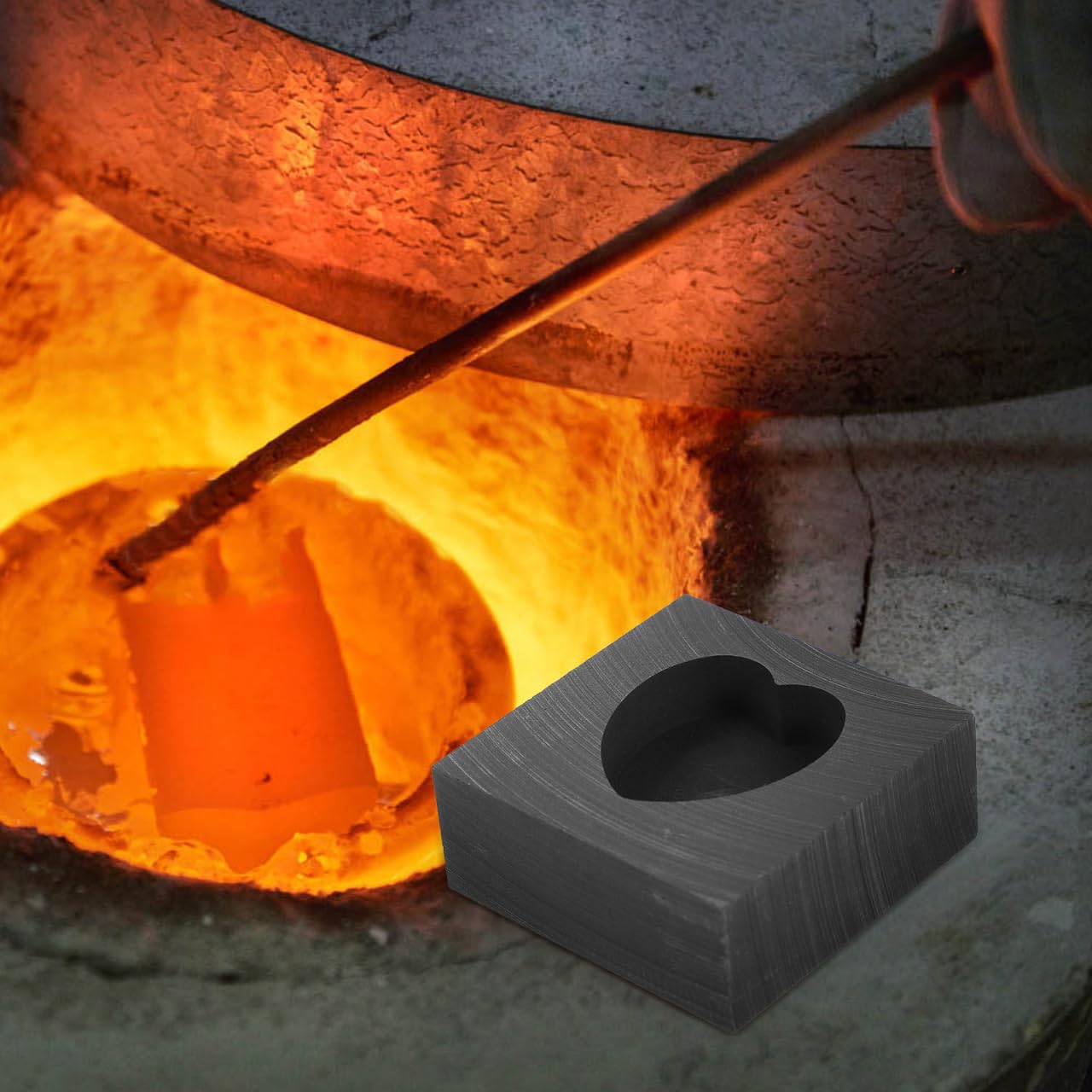 Gadpiparty Graphit Barrenform Herzform Gussformen für Metall Gold Silber Kupfer Schmelztiegel Gießform Herz Gussform Barren für DIY Schmuck Metallgießen