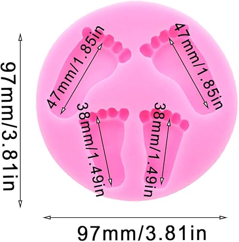 Miniatura 2 de Molde de silicona 3D para pies de bebé, 4 piezas, para decoración de pastel de baby shower, decoración de pasteles de bricolaje, molde para hornear