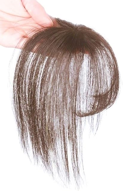 Tixiyu 3D Air Bangs, Clip in Fringe Hair Piece Human Hair, Hair Topper Extension Invisible Seamless Thin Neat Air Bangs, Light Brown