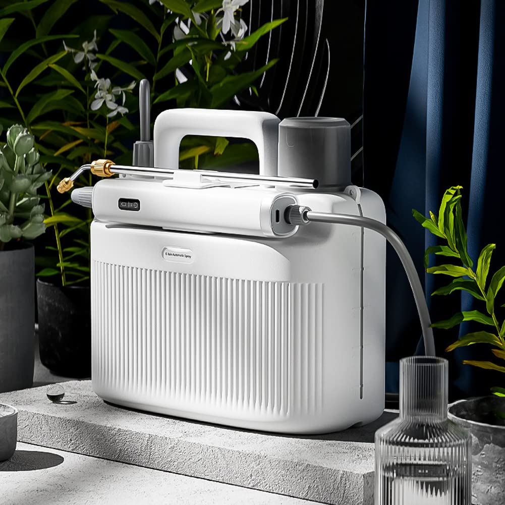 Pulvérisateur électrique 5L pour Plantes Pulvérisation d’arrosage Baguette télescopique Pulvérisateur de Jardin Portable avec 2 Buses et pulvérisateur Polyvalent à Tuyau 3M