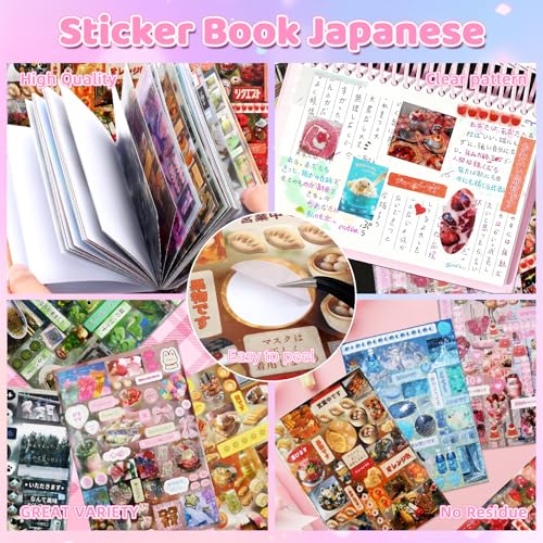 Image of 800Pcs Cute Scrapbook Stickers Travel Y2k Japanese Sticker Book for Adult Kawaii Korean Stickers for Journaling Heisei Retro Aesthetic Sticker Manga Style Decor for DIY Crafts Junk Journal Gifts Radio