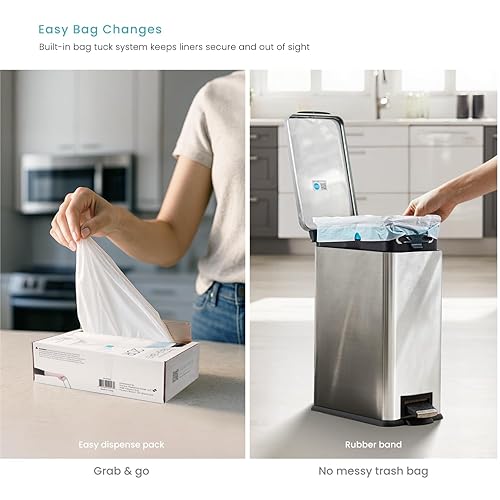 Miniatura 9 de Home Zone Living Juego combinado de cubos de basura de cocina de 8 galones y 25 galones diseño de acero inoxidable de cuerpo delgado capacidad de 30