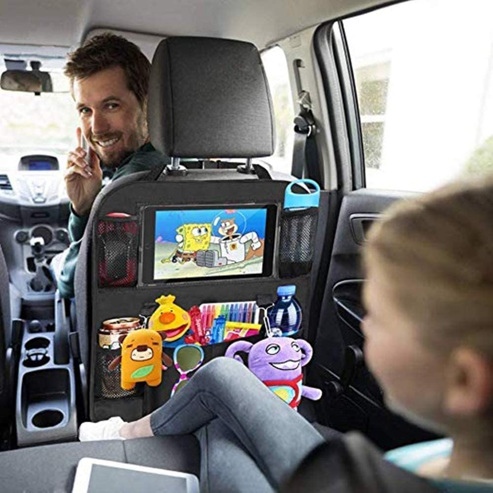 SIJAWEYI Car Backseat Organizer 2Pack Mats Back Seat Protector with Touch Screen Tablet Holder Storage Pockets Kick Mats Great Travel Accessories for Kids and Toddlers