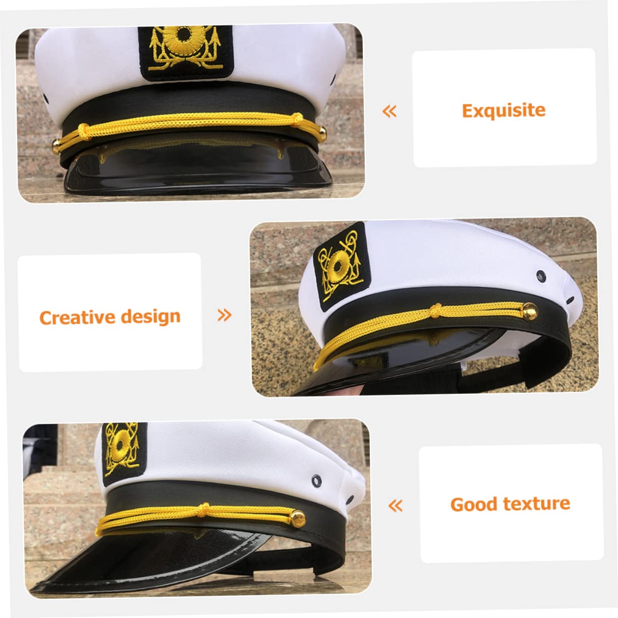 SHERCHPRY 5pezzi Cappello Da Marinaio Per Cosplay e Halloween Accessorio Costume Nautico Cappello Da Con Ricamo Idea Per Feste e Eventi Marittimi