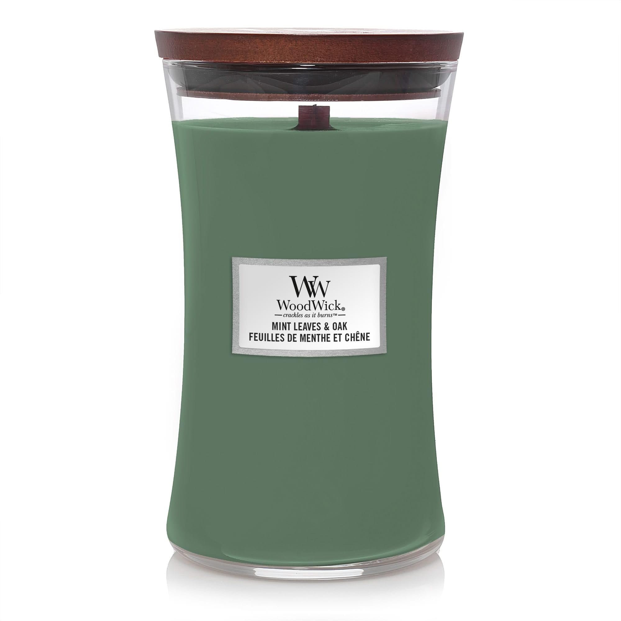 Woodwick Large Hourglass Mint Leaves & Oak Candle 609 Gr