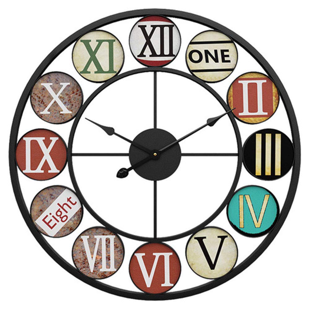 VHKJewE Metal Skeleton Wall Clock With Roman And Arab Numerals, 50cm, 2 Colors(A)