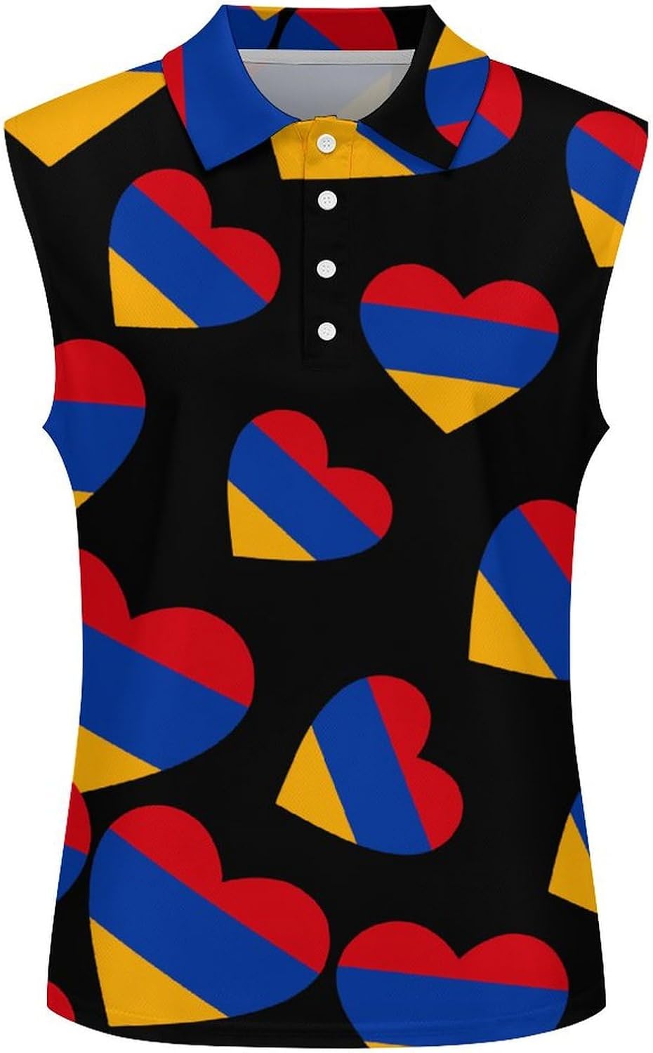 Armenian Flag Heart Womens Golf Shirts Print Polo Shirt Sleeveless Tank Top Casual Work Blouses
