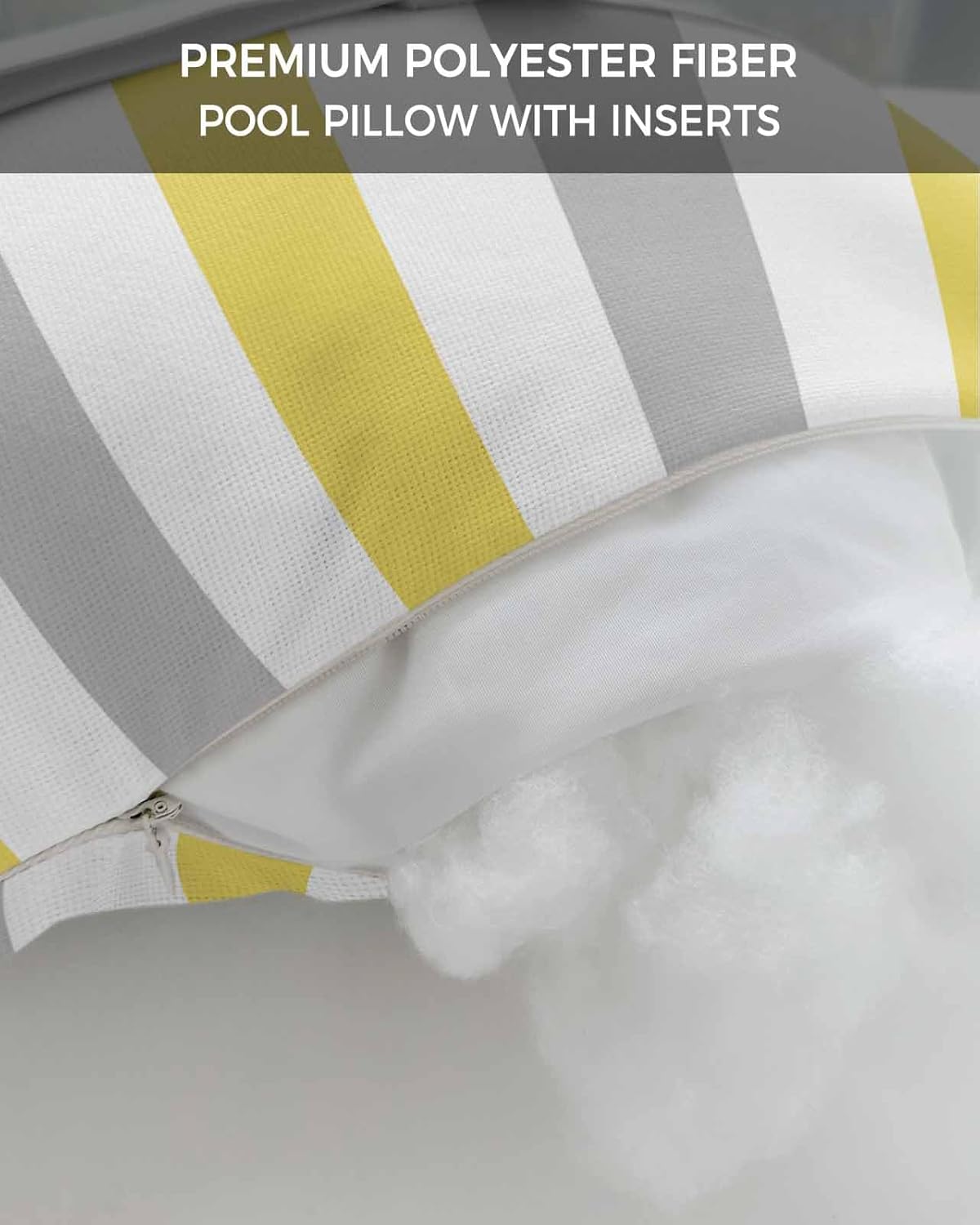 Pack of 2 Outdoor Lumbar Cushions with Inserts, Classic Yellow Grey Stripe Pattern Waterproof Fluffy Fade Body Pillows, Patio Furniture Pillow for Home Balcony Garden Decor 11x16IN