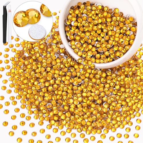 Image of 3000PCS SS20 /5mm Crystal Glass Rhinestones for Bedazzling (Topaz) | Flatback Rhinestones for Crafting DIY Nail Art Makeup Decoration, Gems Diomand Charms for Tumbler Shoes Clothing Mug